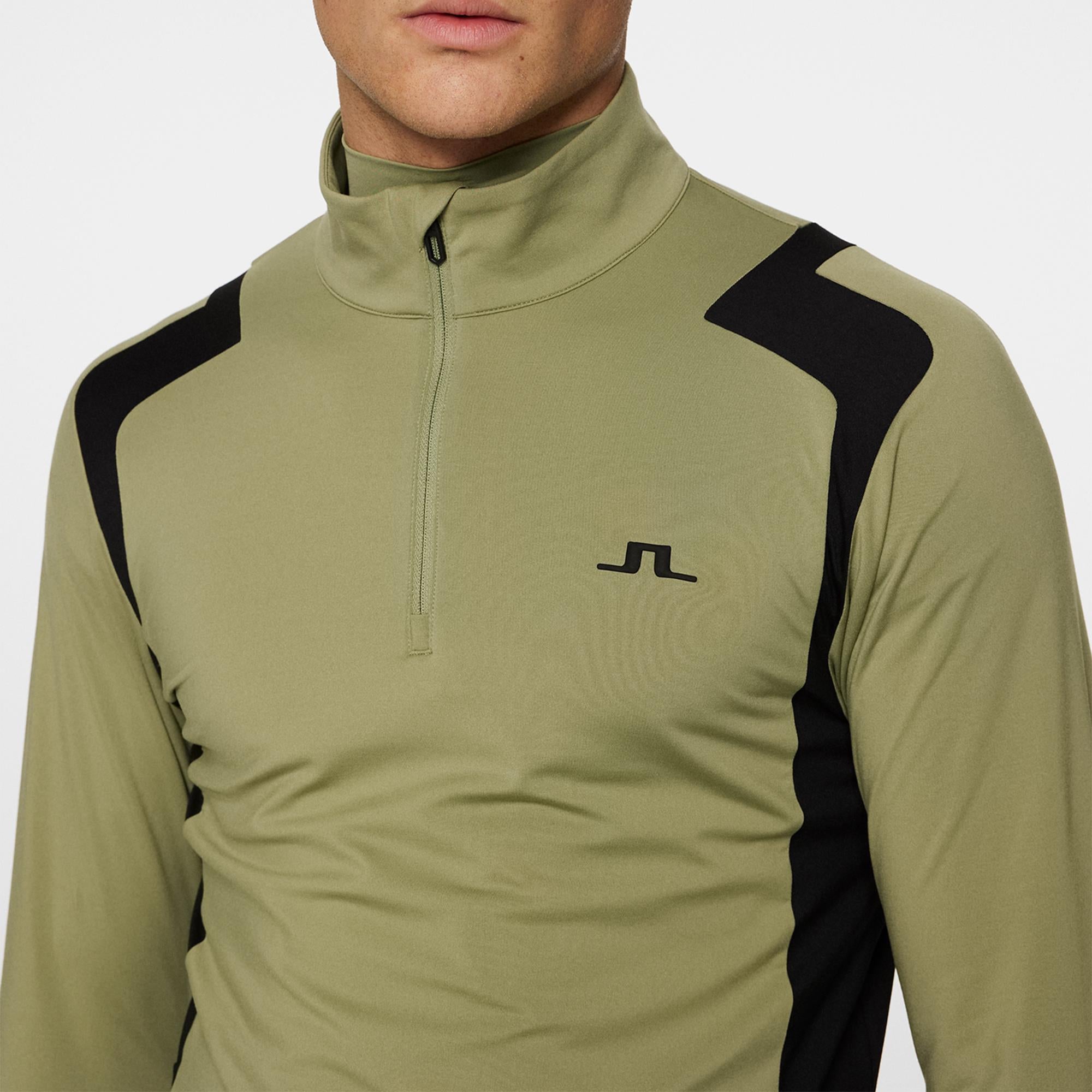 J Lindeberg Lukas Quarter Zip Mens Golf Mid Layer Oil Green